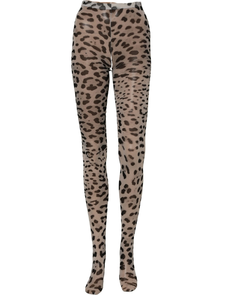 Dolce & Gabbana Gray Leopard Nylon Tights Stocking Pantyhose Socks