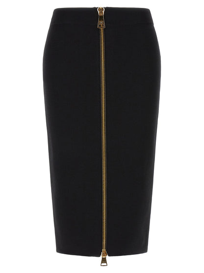 Elisabetta Franchi Black Viscose Midi Skirt