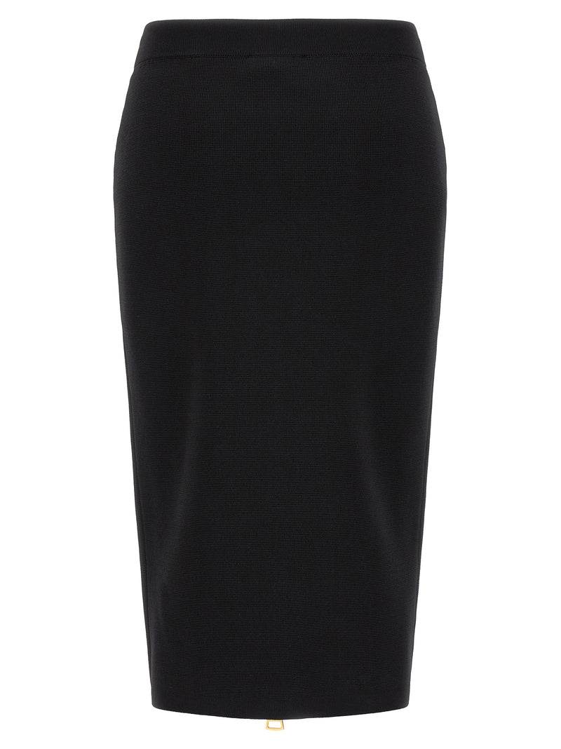 Elisabetta Franchi Black Viscose Midi Skirt