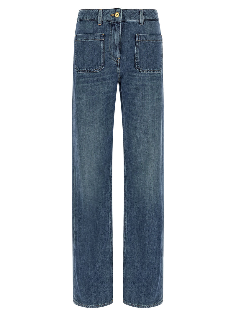 Elisabetta Franchi Blue Cotton Straight-Leg Jeans