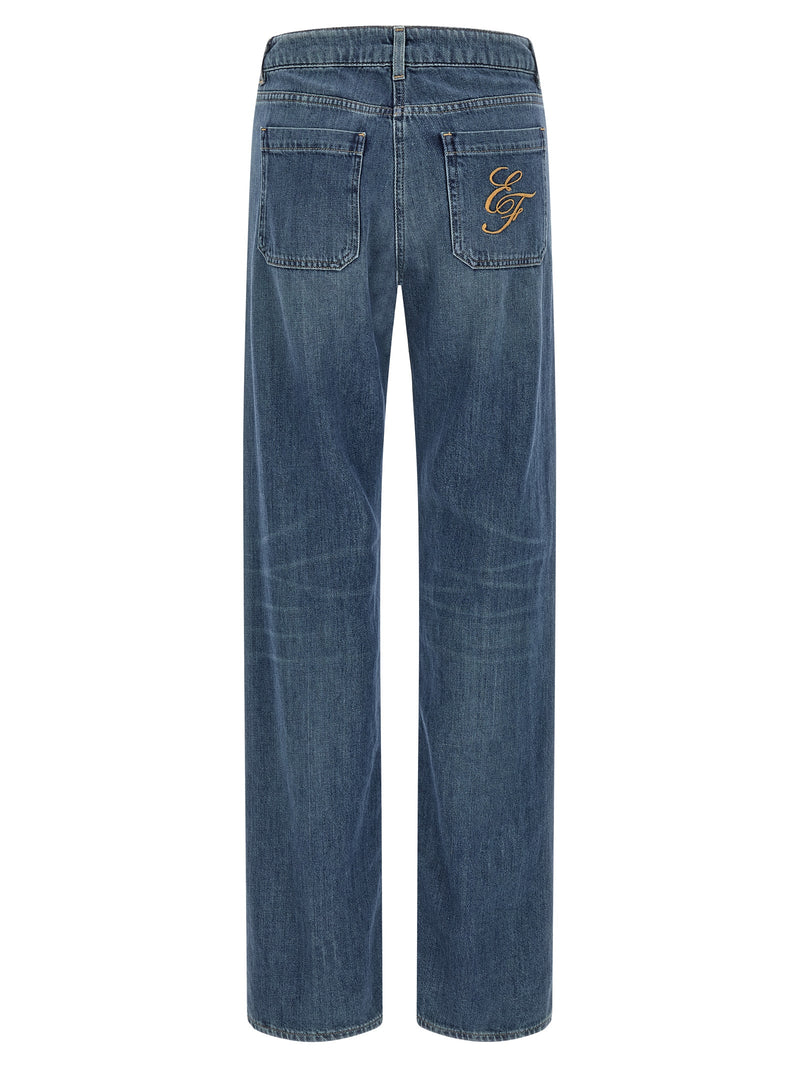 Elisabetta Franchi Blue Cotton Straight-Leg Jeans