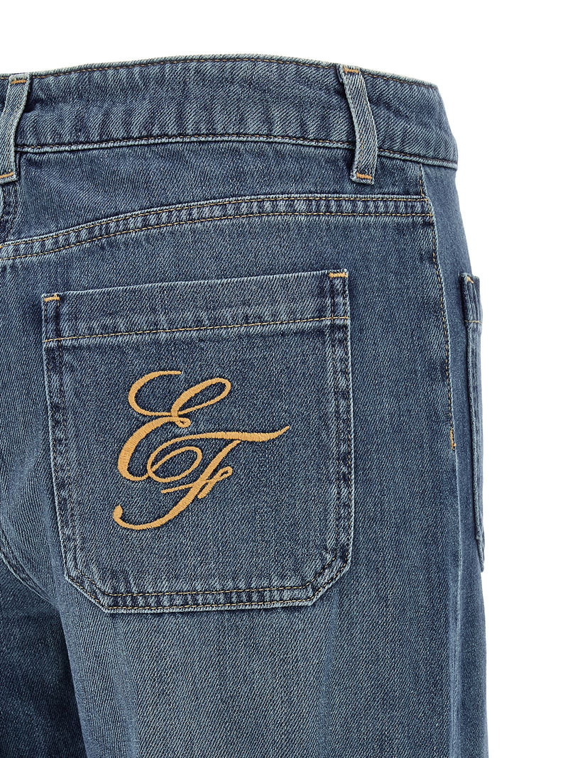 Elisabetta Franchi Blue Cotton Straight-Leg Jeans