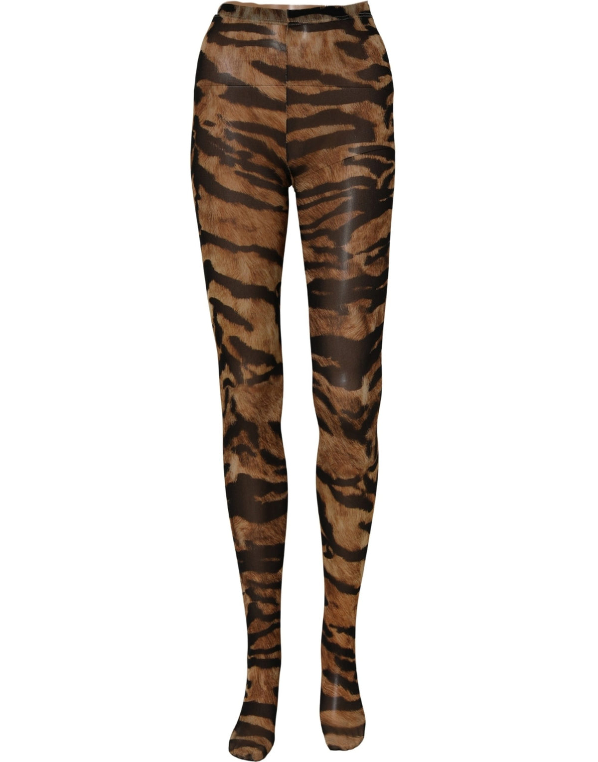 Collant chaussette en nylon motif tigre marron Dolce & Gabbana