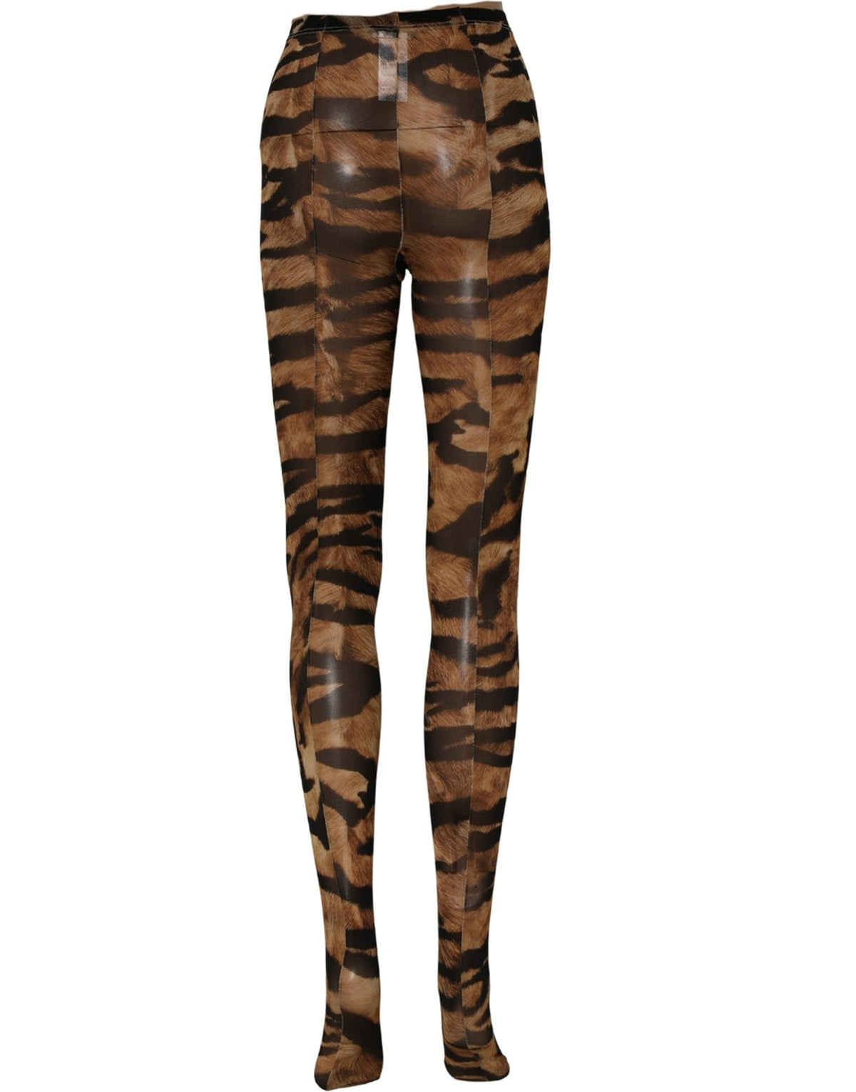 Collant chaussette en nylon motif tigre marron Dolce & Gabbana