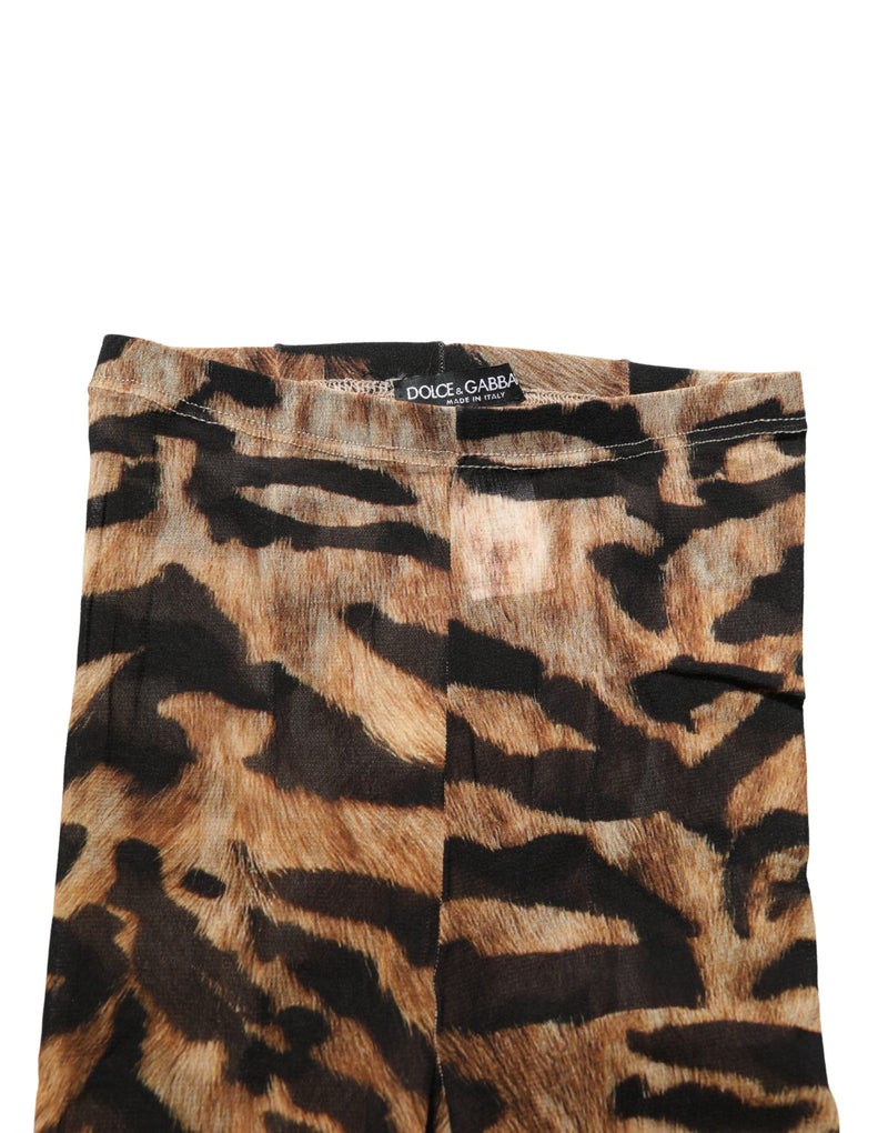 Dolce & Gabbana Brown Tiger Nylon Tights Stocking Pantyhose Socks