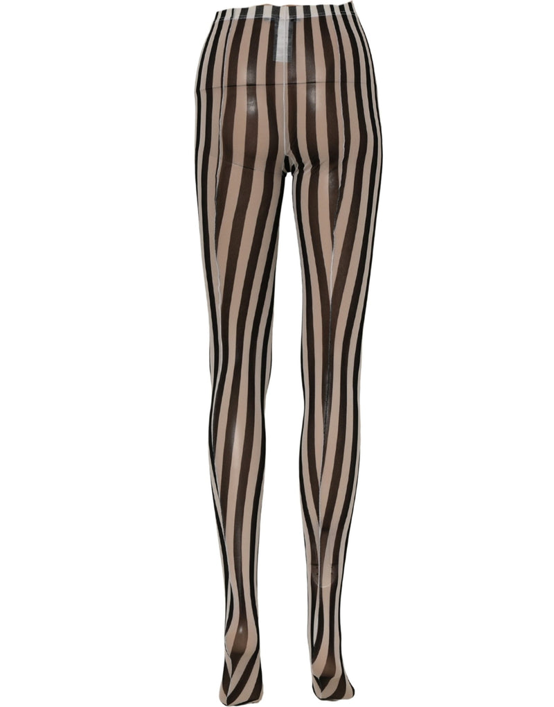 Dolce & Gabbana Black White Stripes Tights Stocking Pantyhose Socks