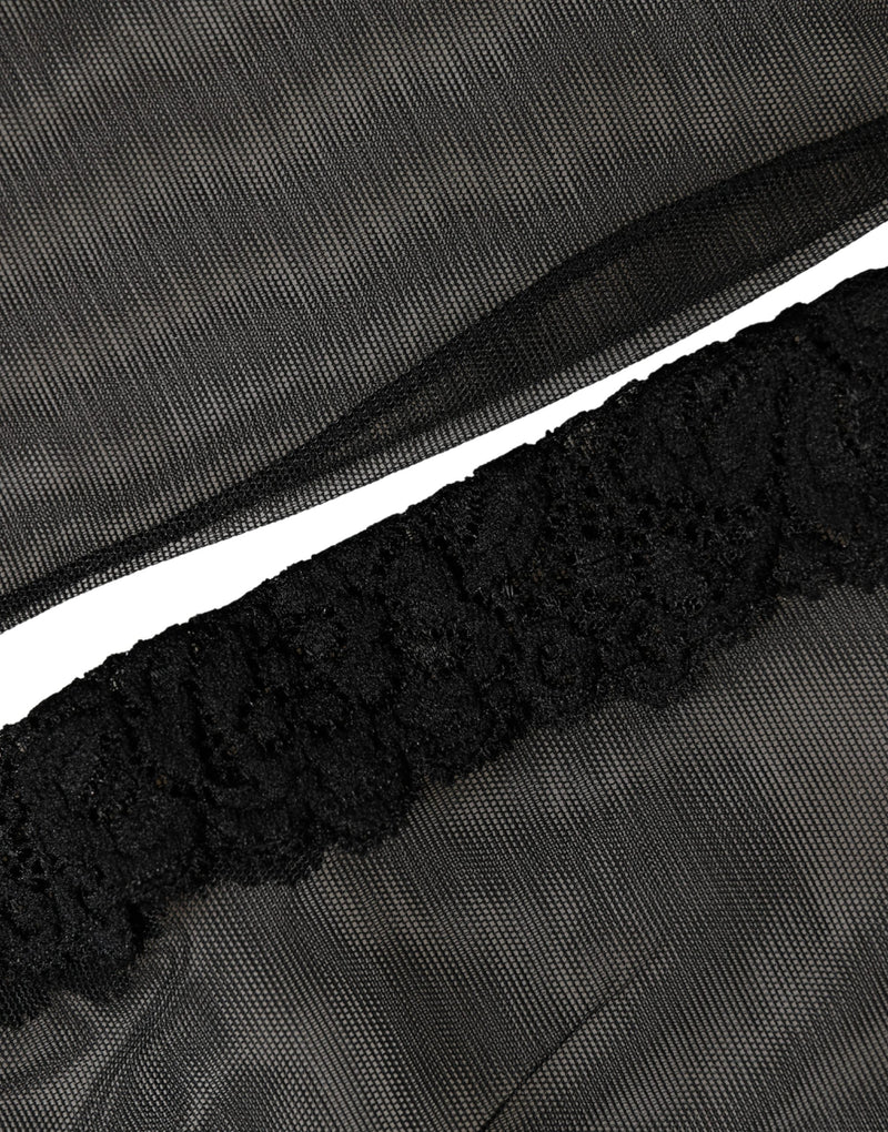 Dolce & Gabbana Black Nylon Mesh Sheer Calf Long Accessory Socks