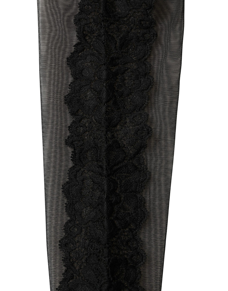 Dolce & Gabbana Black Nylon Mesh Sheer Calf Long Accessory Socks