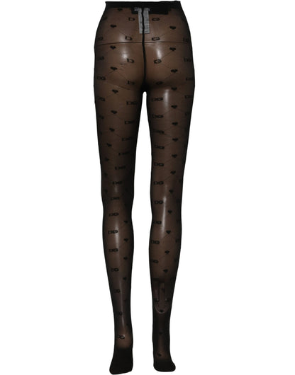 Dolce & Gabbana Black Nylon Logo Tights Stocking Pantyhose Socks
