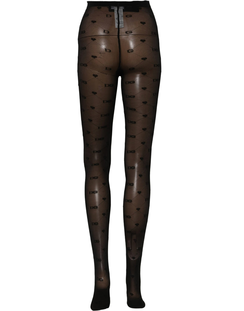 Dolce & Gabbana Black Nylon Logo Tights Stocking Pantyhose Socks