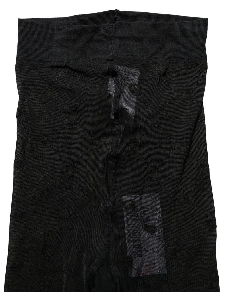 Dolce & Gabbana Black Nylon Logo Tights Stocking Pantyhose Socks