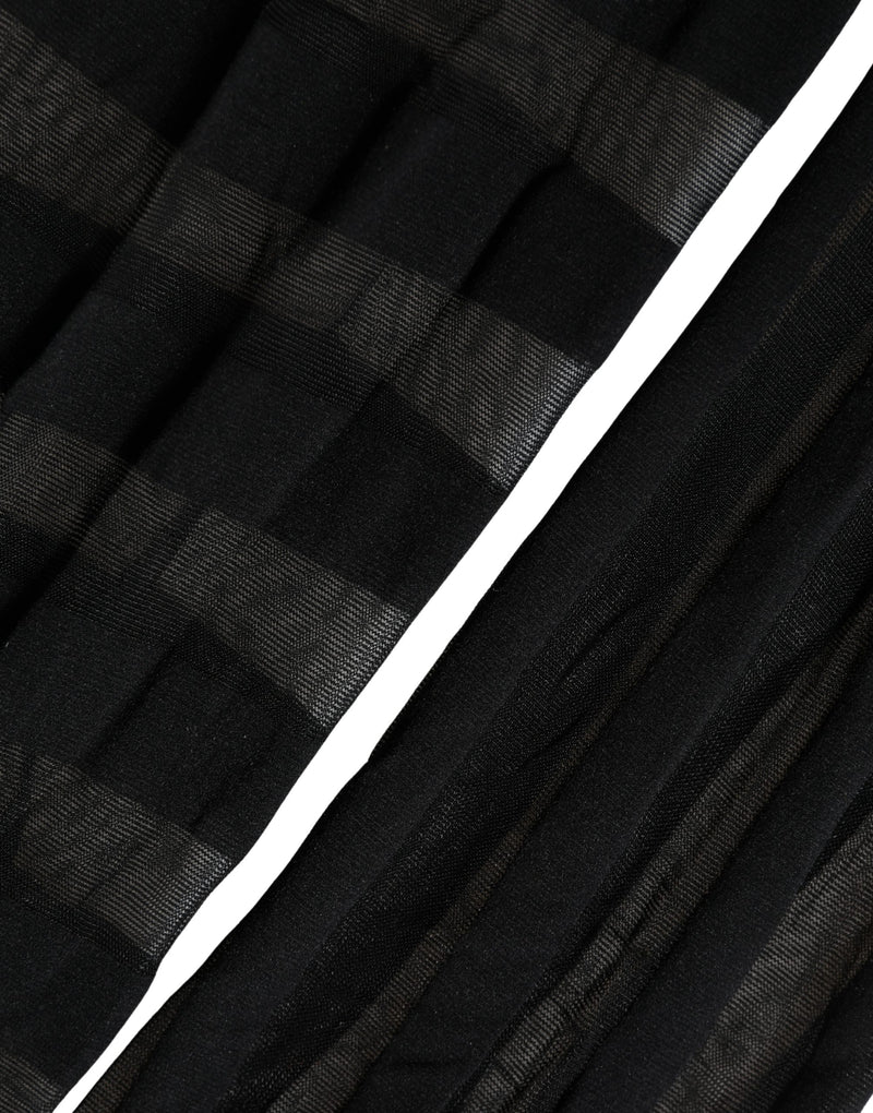 Dolce & Gabbana Black Nylon Stripes Tights Stockings Pantyhose Socks