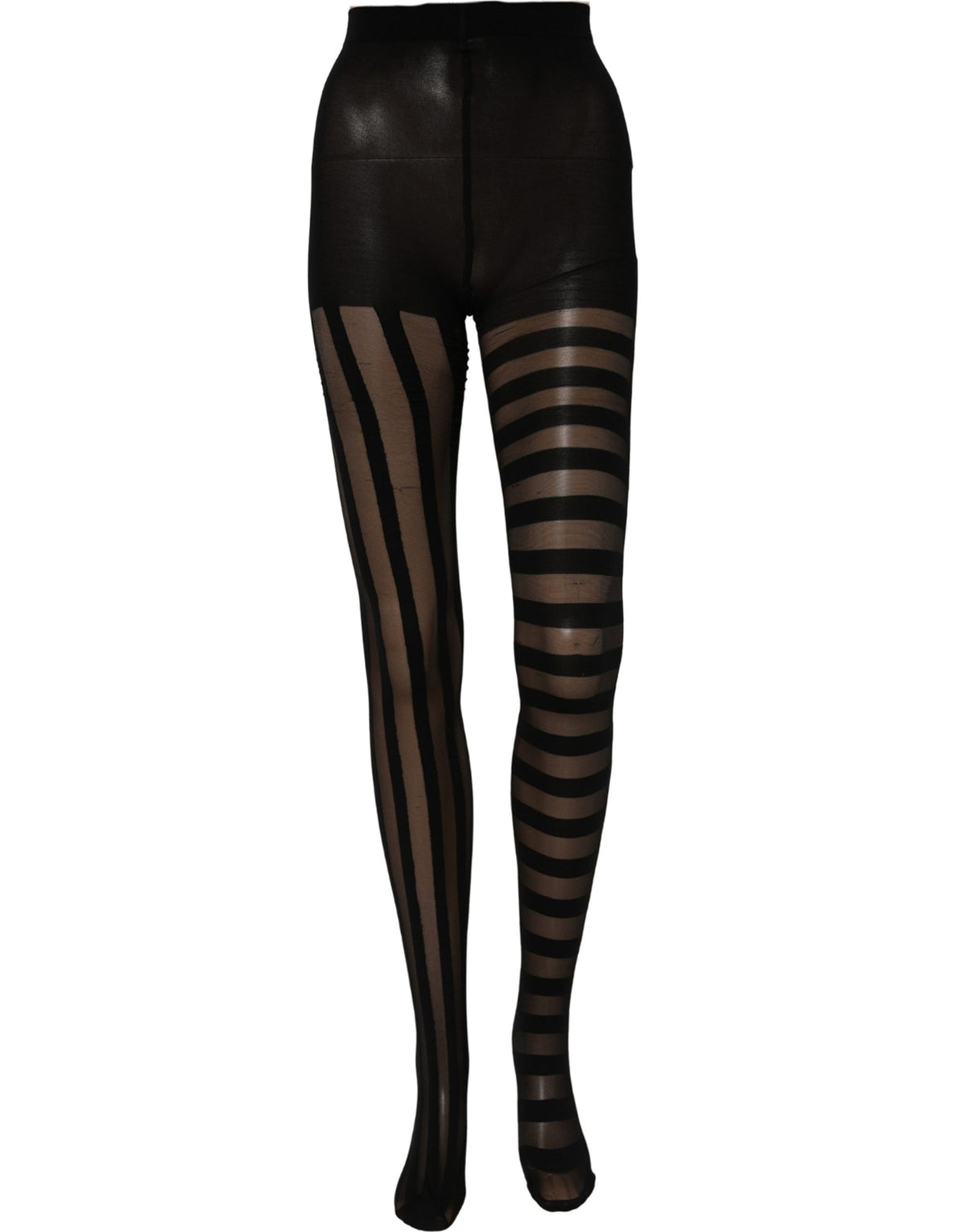 Dolce & Gabbana Collants Rayés Noirs en Nylon Chaussettes
