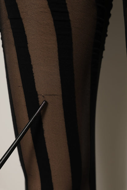 Dolce & Gabbana Black Nylon Stripes Tights Stockings Pantyhose Socks