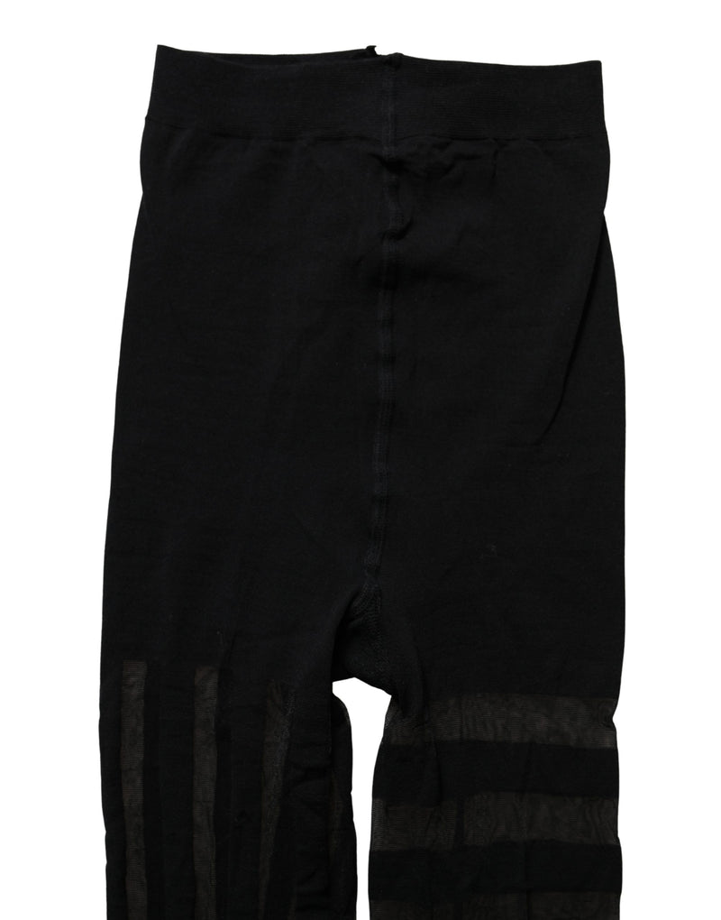 Dolce & Gabbana Black Nylon Stripes Tights Stockings Pantyhose Socks