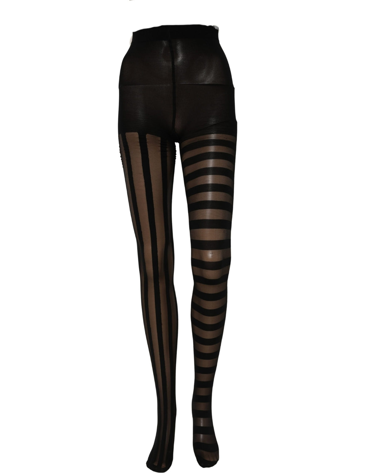 Dolce & Gabbana Collants Rayés Noirs Bas Chaussettes
