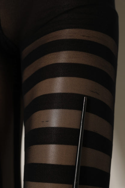 Dolce & Gabbana Black Stripes Tights Stockings Pantyhose Socks