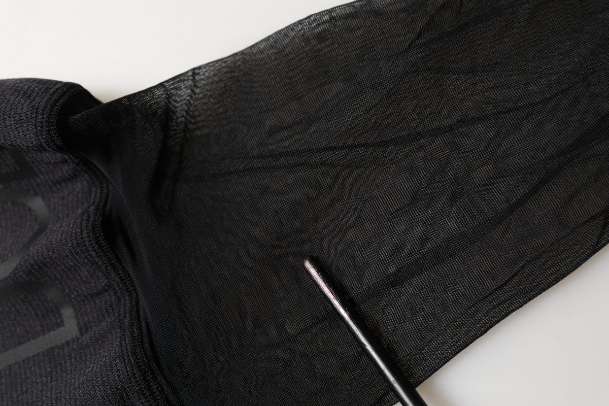 Dolce & Gabbana Chaussettes hautes pour femme en nylon noir à logo