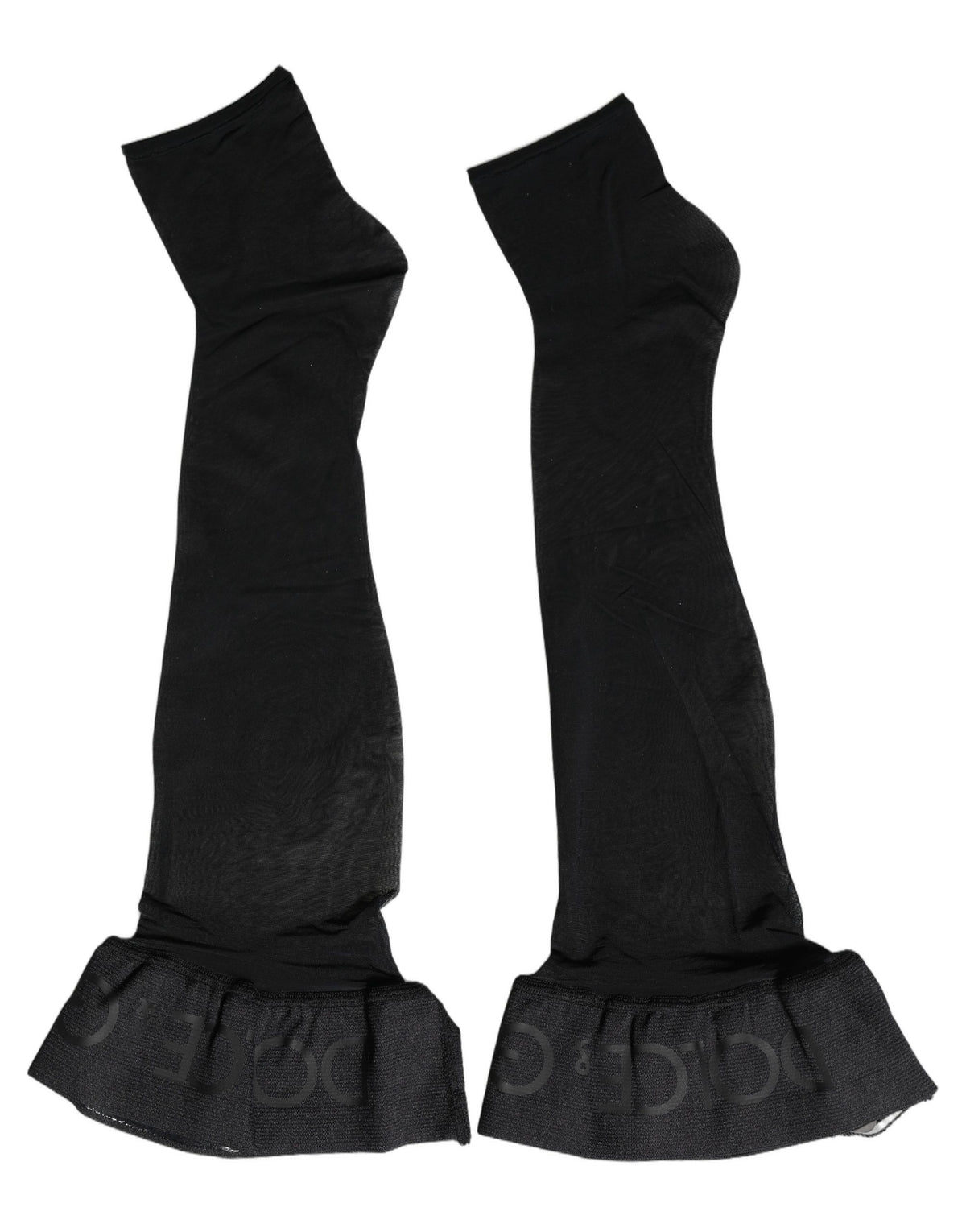 Dolce & Gabbana Chaussettes hautes pour femme en nylon noir à logo