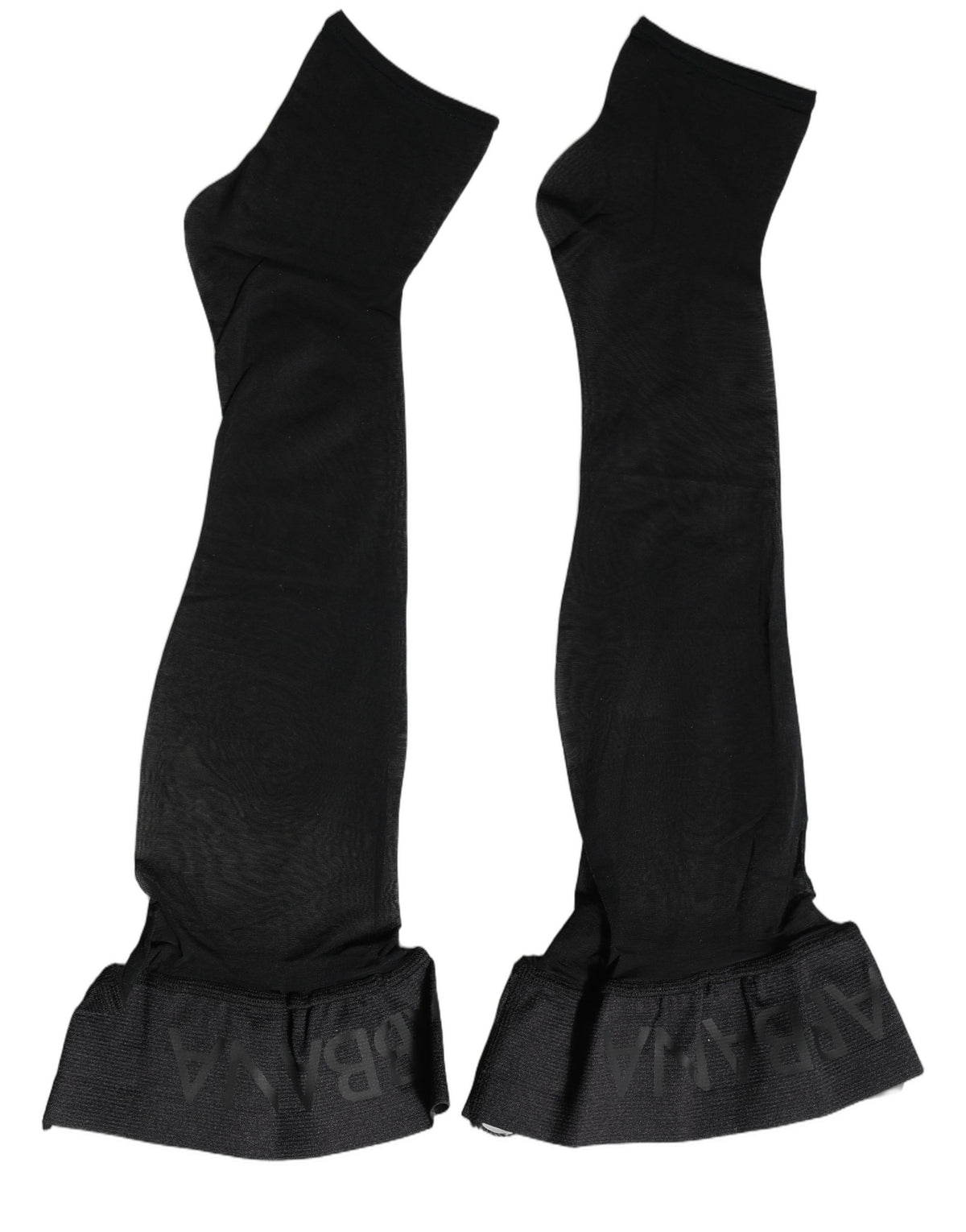 Dolce & Gabbana Chaussettes hautes pour femme en nylon noir à logo