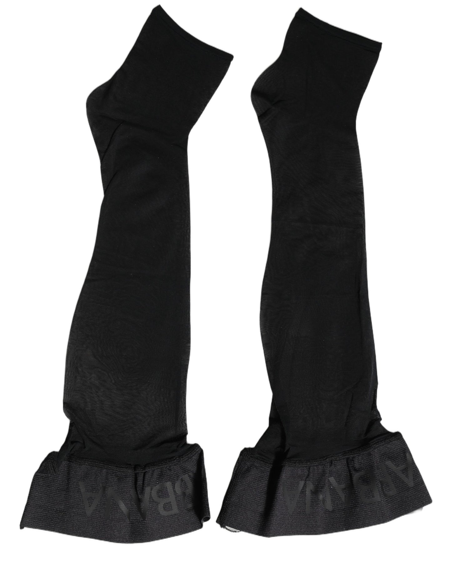 Dolce & Gabbana Black Nylon Logo Calf Long Women Accessory Socks