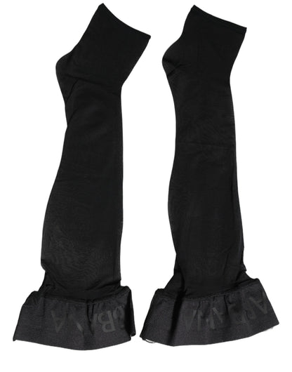 Dolce & Gabbana Black Nylon Logo Calf Long Women Accessory Socks
