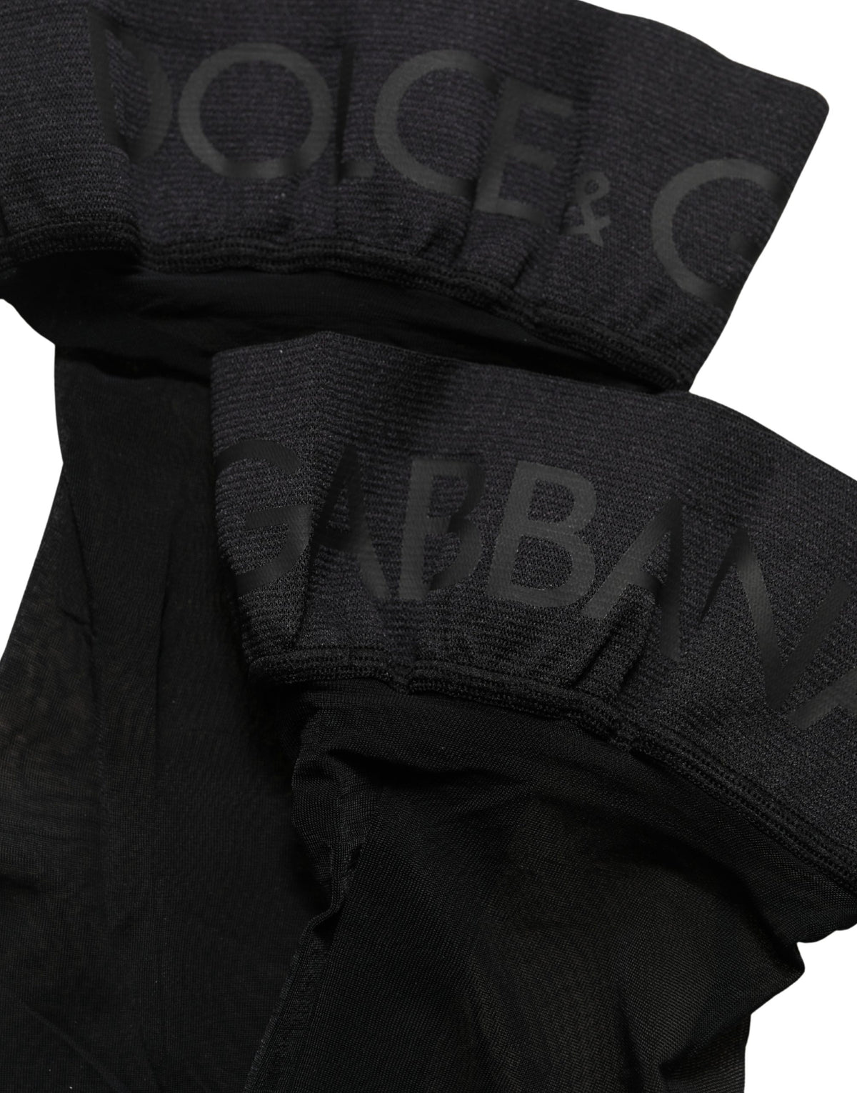 Dolce & Gabbana Chaussettes hautes pour femme en nylon noir à logo