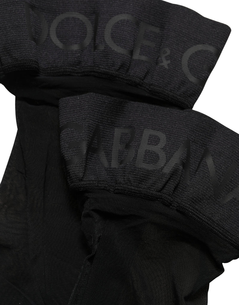 Dolce & Gabbana Black Nylon Logo Calf Long Women Accessory Socks