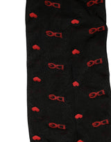 Dolce & Gabbana Collants en nylon noir motif cœurs