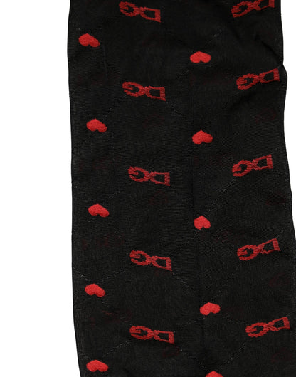 Dolce & Gabbana Black Nylon Hearts Tights Stocking Pantyhose Socks