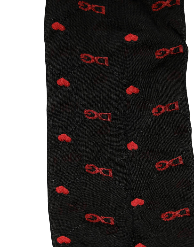 Dolce & Gabbana Black Nylon Hearts Tights Stocking Pantyhose Socks