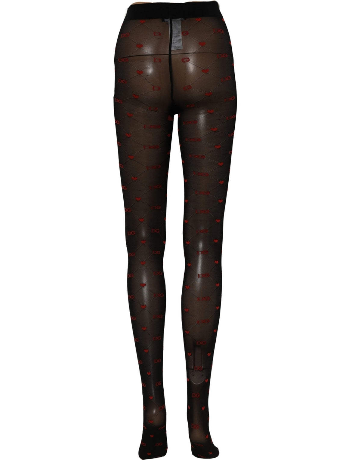 Dolce & Gabbana Collants en nylon noir motif cœurs
