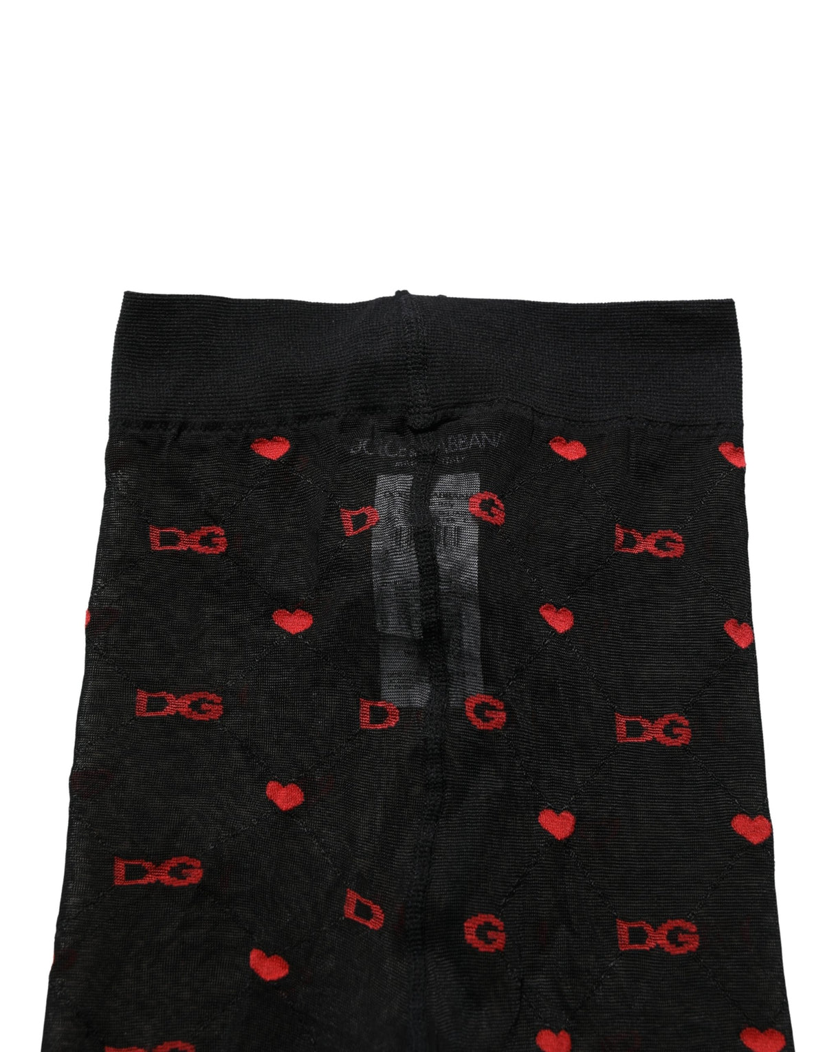Dolce & Gabbana Collants en nylon noir motif cœurs
