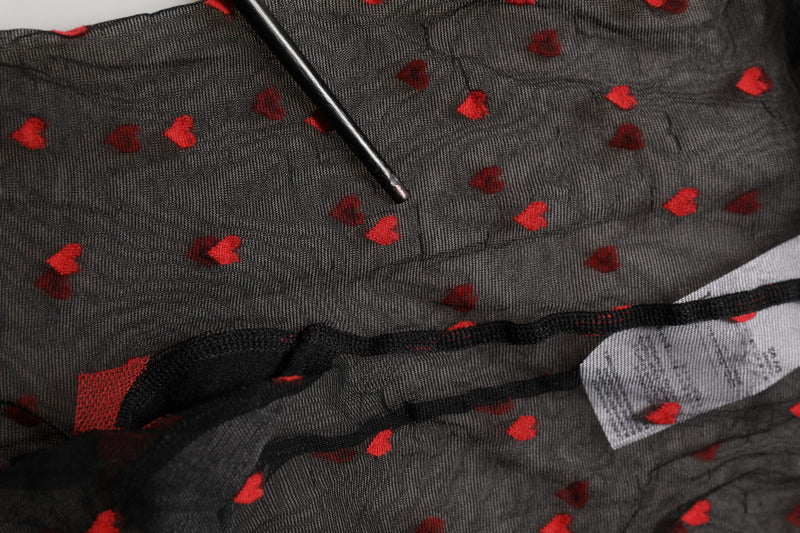 Dolce & Gabbana Black Nylon Hearts Tights Stocking Pantyhose Socks