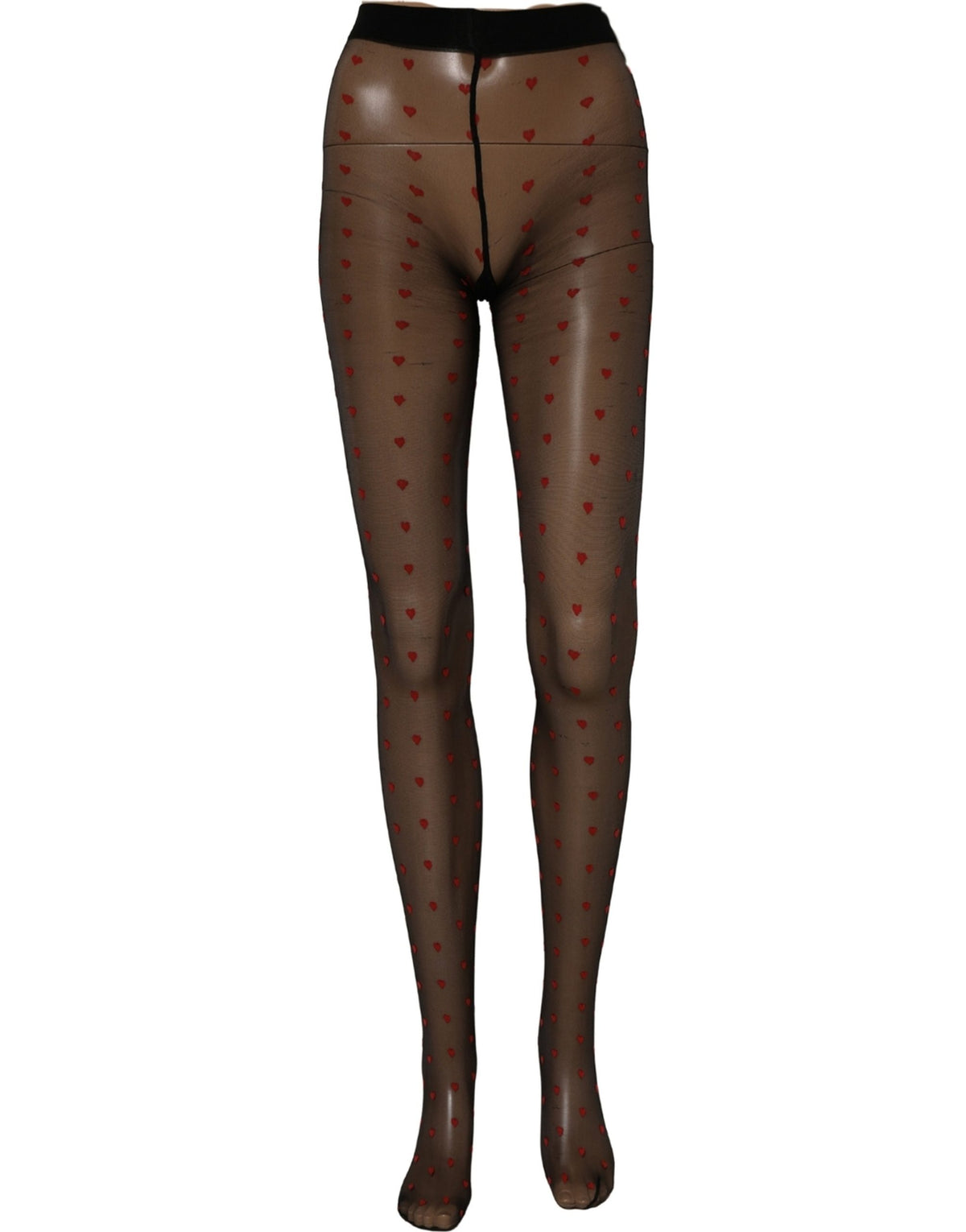 Collants Chaussettes Cœur Noir en Nylon Dolce & Gabbana