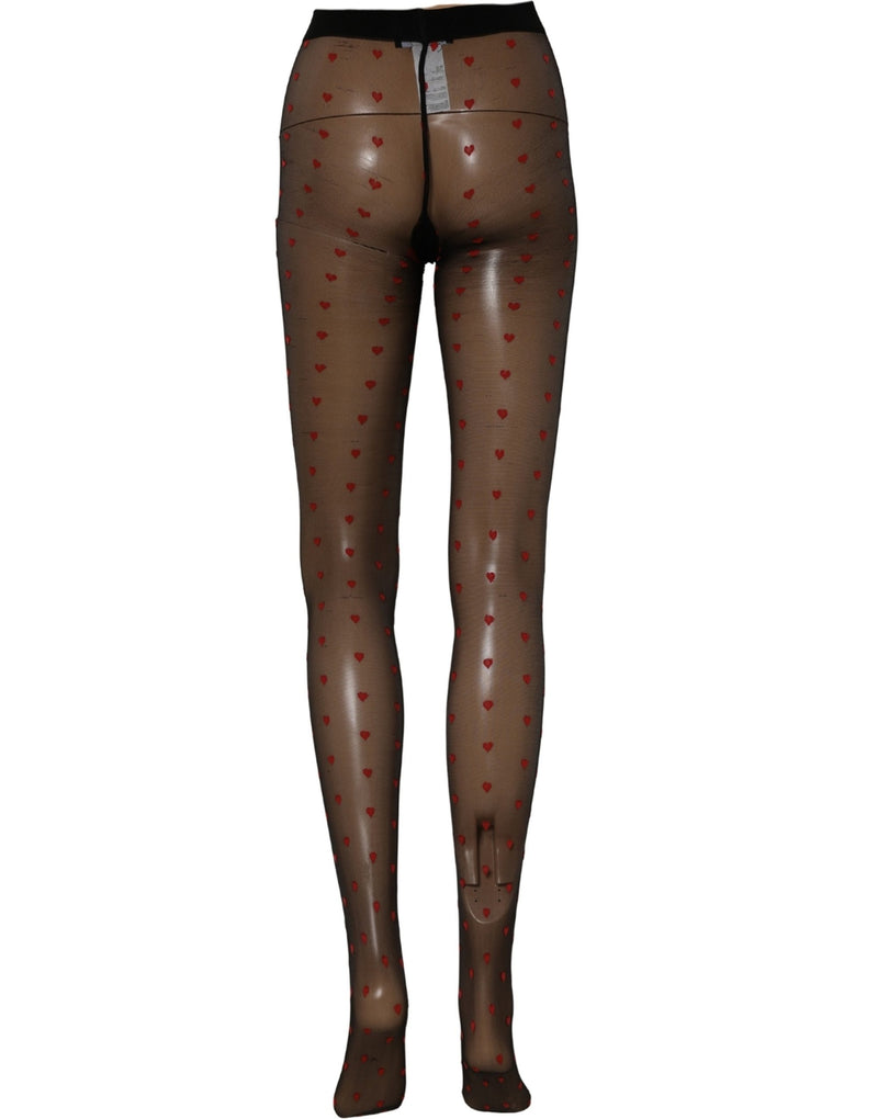 Dolce & Gabbana Black Nylon Hearts Tights Stocking Pantyhose Socks