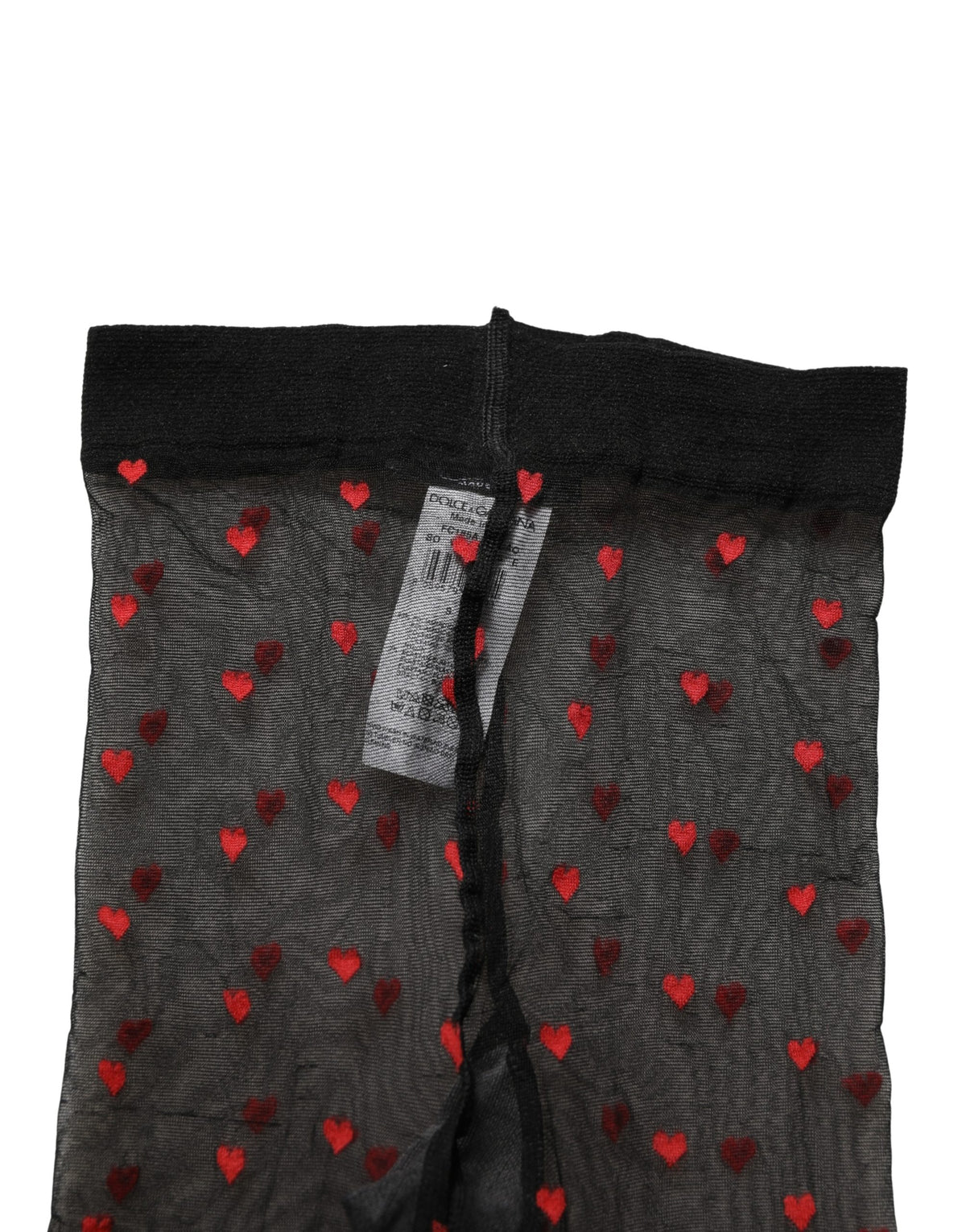 Collants Chaussettes Cœur Noir en Nylon Dolce & Gabbana