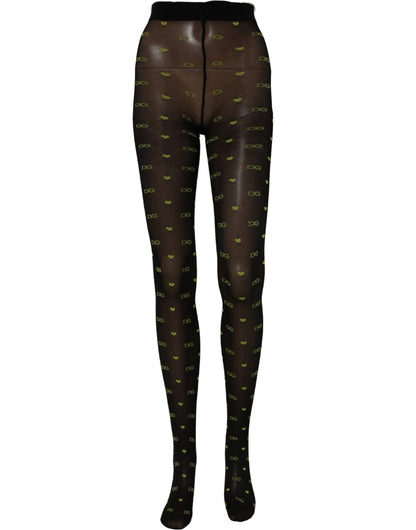 Dolce & Gabbana Black Nylon Logo Tights Stocking Pantyhose Socks