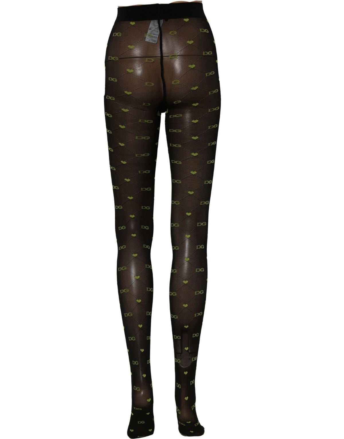 Dolce & Gabbana Collant en Nylon Noir avec Logo Bas Chaussettes