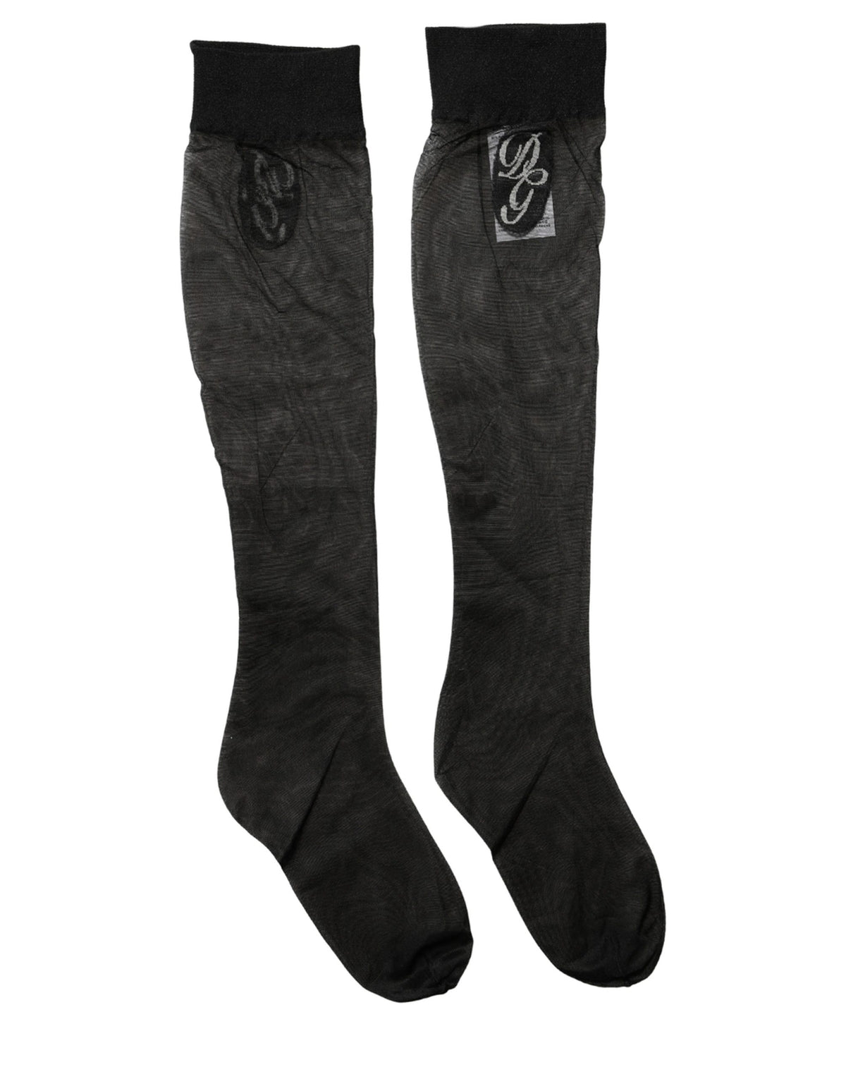 Chaussettes mi-mollet transparentes en maille de nylon noire Dolce & Gabbana