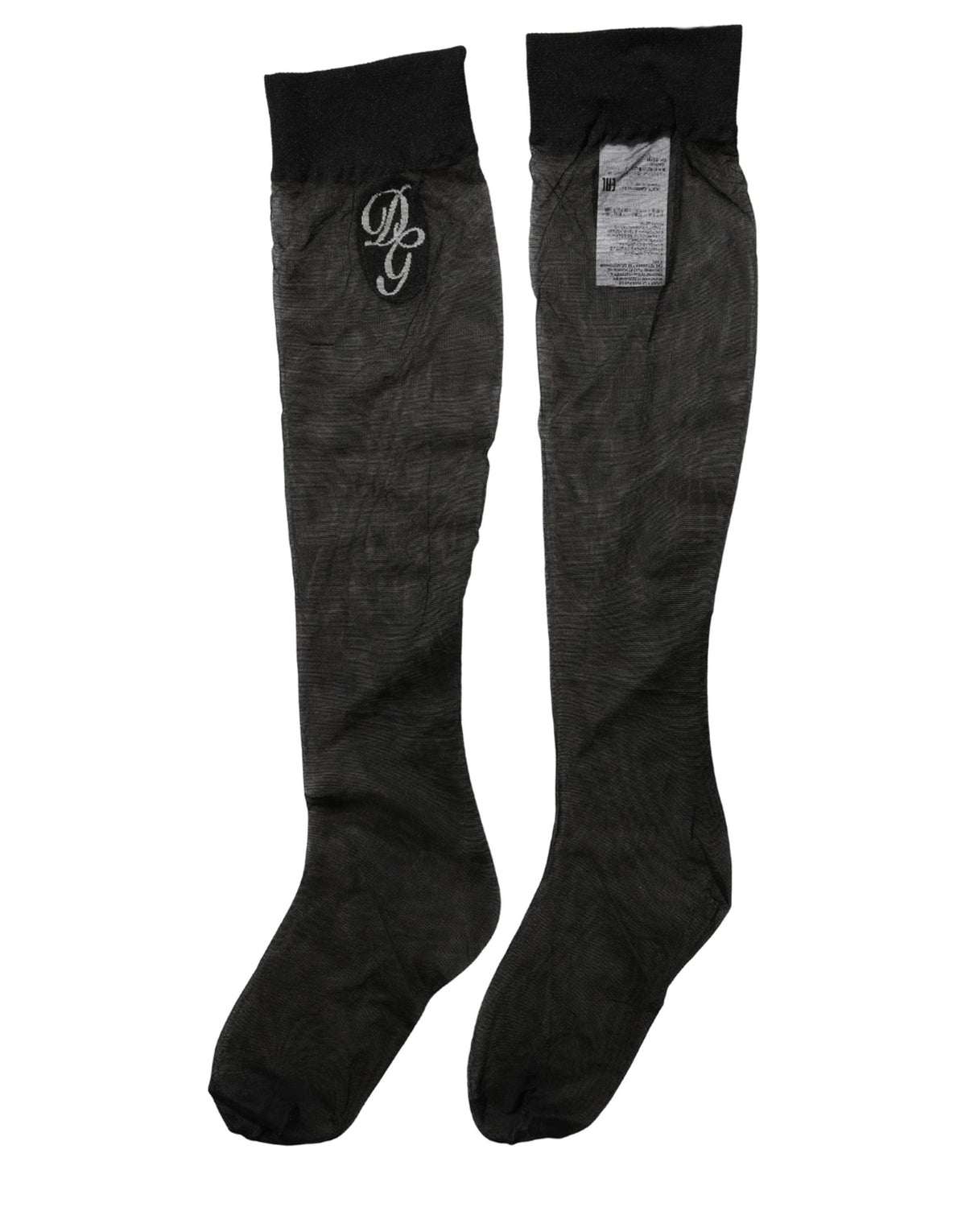 Chaussettes mi-mollet transparentes en maille de nylon noire Dolce & Gabbana