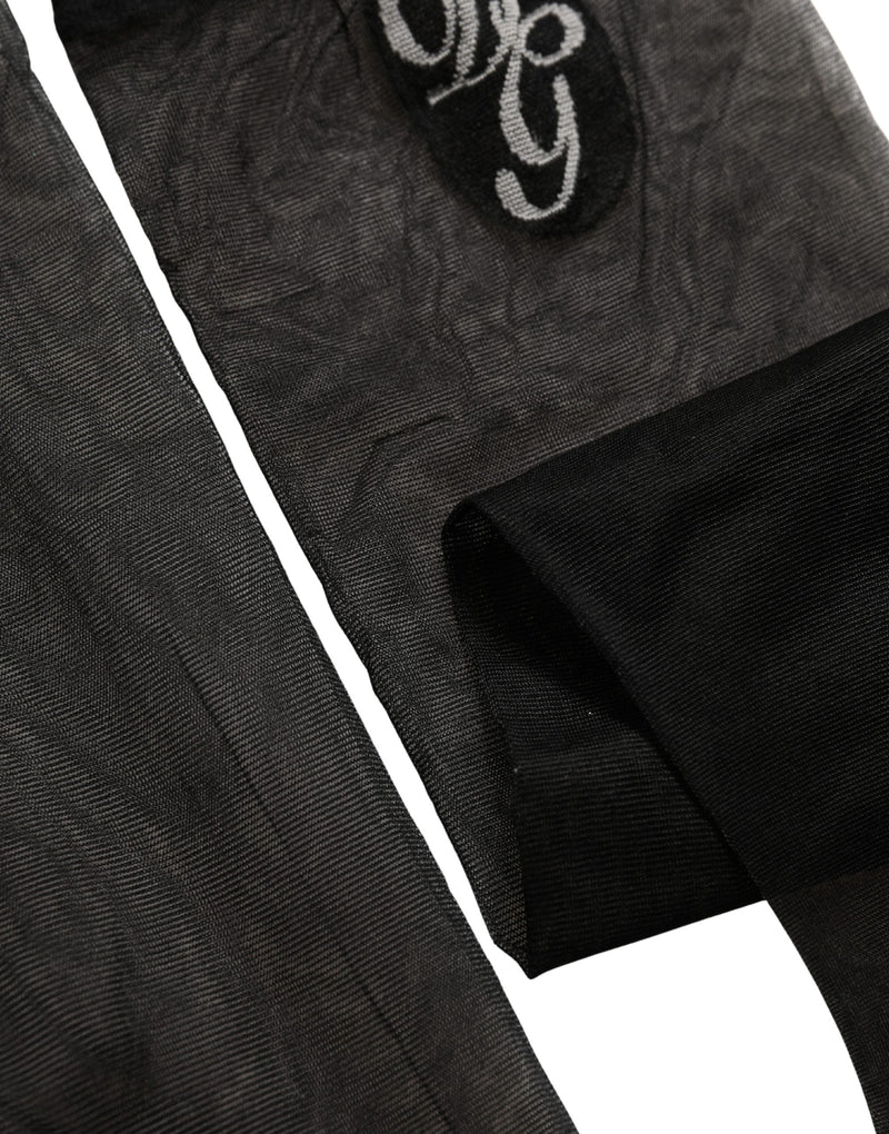 Dolce & Gabbana Black Nylon Mesh Sheer Calf Long Accessory Socks