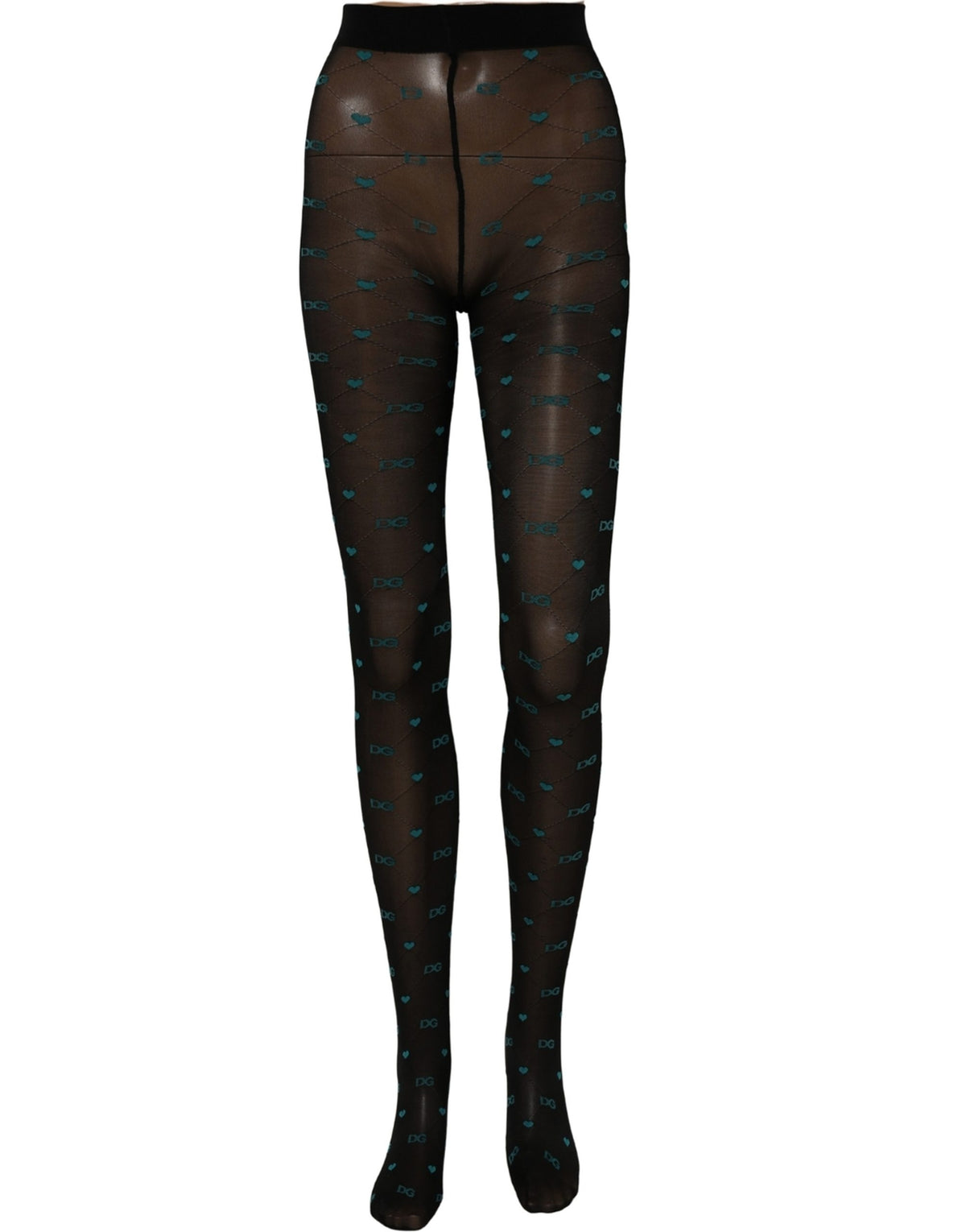 Bas Autofixants Mi-Bas Chaussettes Collants en Nylon Noir à Logo Dolce & Gabbana