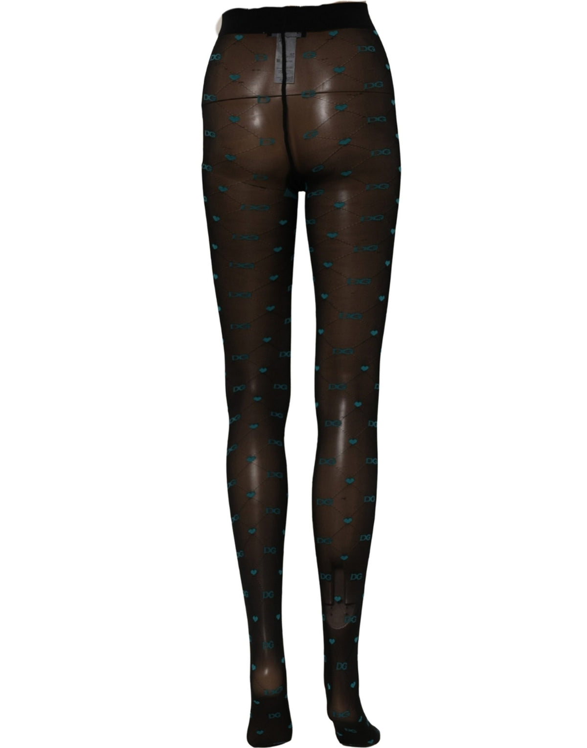 Bas Autofixants Mi-Bas Chaussettes Collants en Nylon Noir à Logo Dolce & Gabbana
