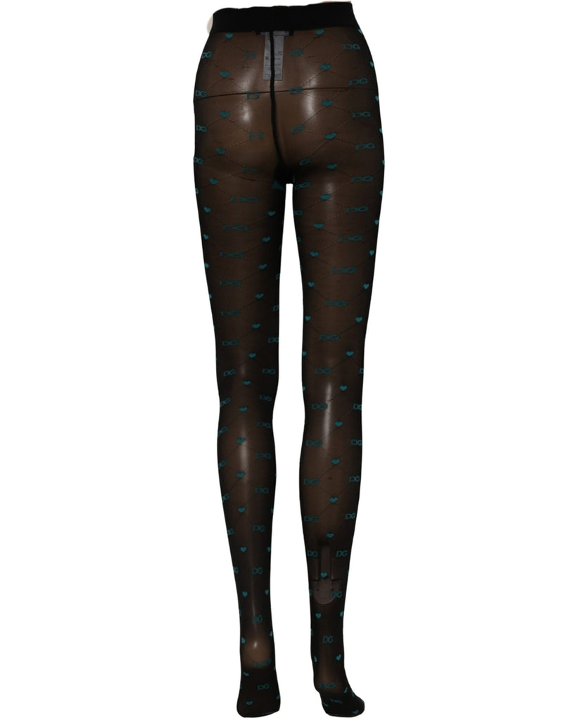 Dolce & Gabbana Black Nylon Logo Tights Stocking Pantyhose Socks