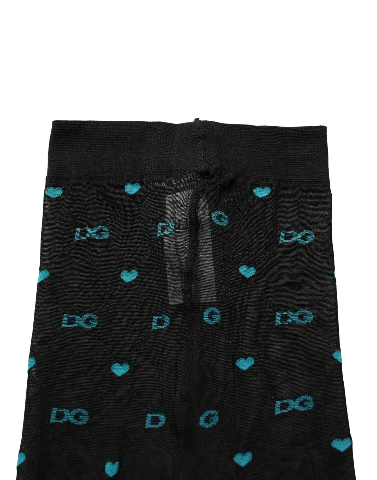 Dolce & Gabbana Black Nylon Logo Tights Stocking Pantyhose Socks