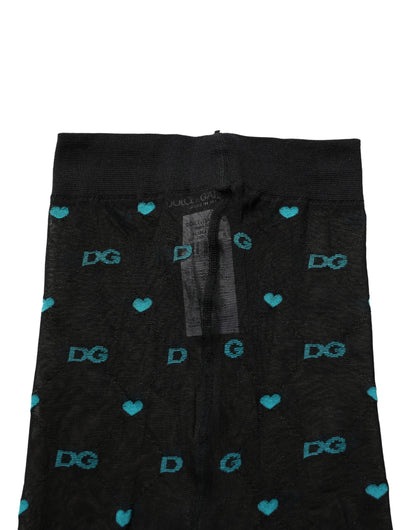 Dolce & Gabbana Black Nylon Logo Tights Stocking Pantyhose Socks