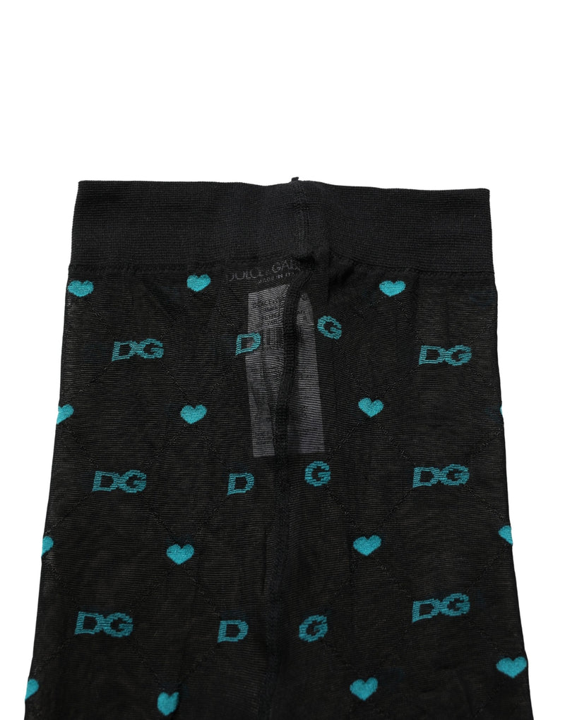Dolce & Gabbana Black Nylon Logo Tights Stocking Pantyhose Socks