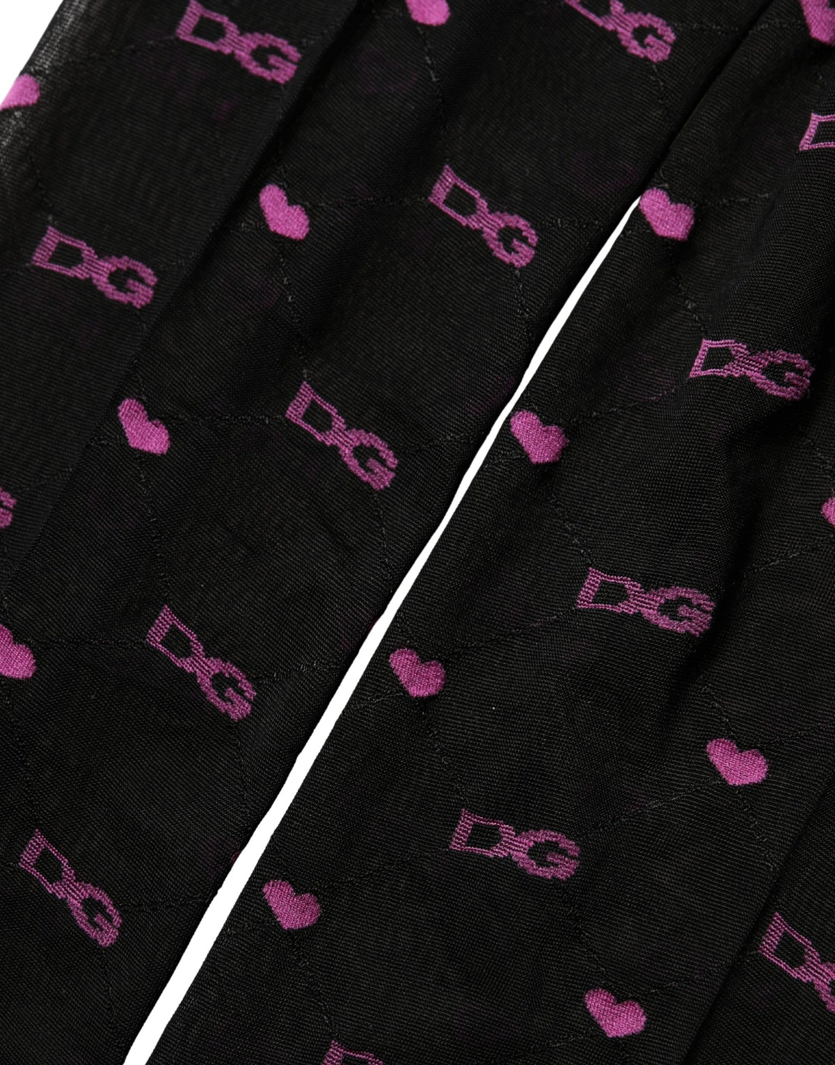 Collants bas cœurs en nylon noir Dolce & Gabbana
