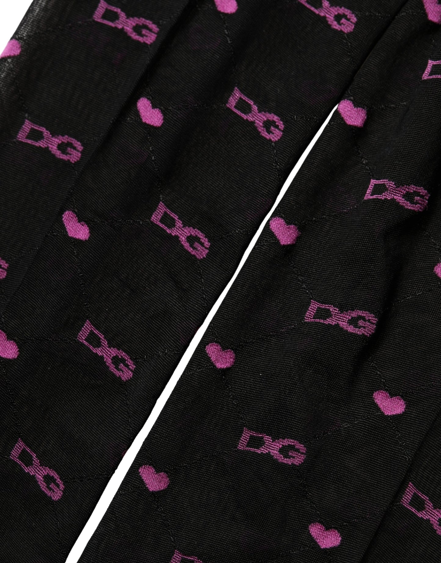 Dolce & Gabbana Black Nylon Hearts Tights Stocking Pantyhose Socks